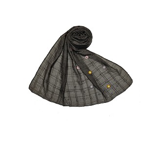 Cotton Box Checkered With Moti and Flower Design Scarf